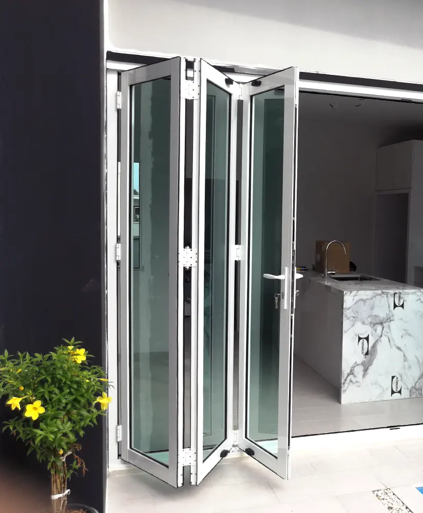 Marco de aluminio de la puerta plegable de cristal acrílico con